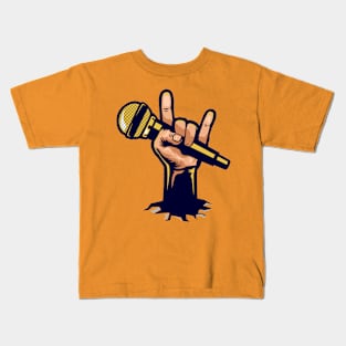 Rock Hand with Microphone Kids T-Shirt